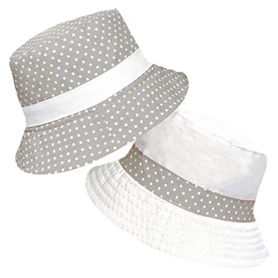 Afbeelding van TOSKATOK® UV bescherming, UPF 50+, omkeerbaar, voor vrouwen, gestippeld, katoen, Eén maat, grijs.
