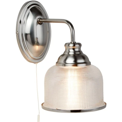 Afbeelding van Wandlamp Bistro II zilver/ribbelglas