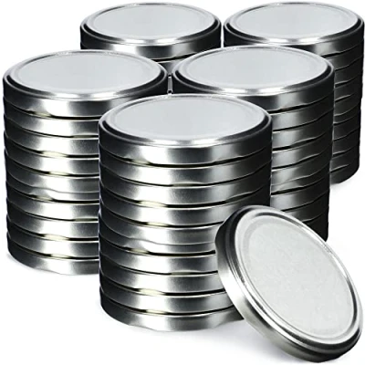 Afbeelding van KADAX 50 stuks schroefdeksels fi82 mm metaal reservedeksel voor inmaakpotten, deksels met 6 sluittanden potten en bokalen zilver