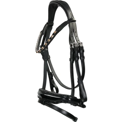 Afbeelding van HB Showtime Hoofdstel Special Zwart/Goud A Pony Agradi.be