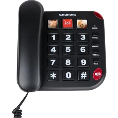 Afbeelding van Grundig Senioren Telefoon Huistelefoon Grote Toetsen Seniorentelefoon met Foto Sneltoetsen Luidspreker en SOS Knop Zwart