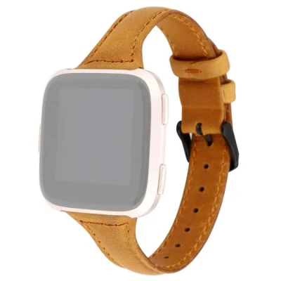 Afbeelding van Fitbit Versa 1 / 2 &amp; Lite Lederen bandje Lichtbruin