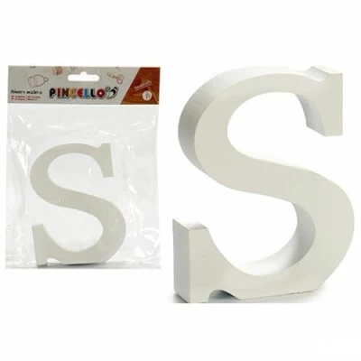 Afbeelding van Brief S Wit Hout 2 x 16 14,5 cm (24 Stuks)