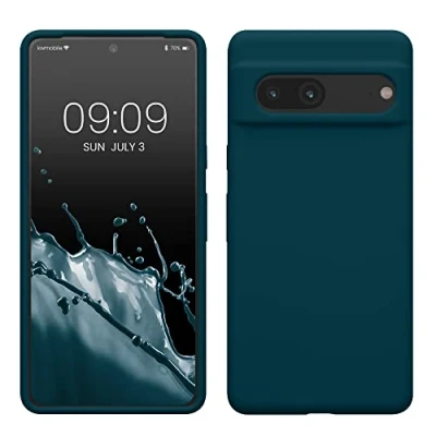 Afbeelding van kwmobile telefoonhoesje geschikt voor Google Pixel 7 Hoesje met siliconen coating Smartphone case in mat petrol