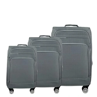 Afbeelding van MY TRAVEL BAG Valise de voyage en tissu extensible avec roulettes jumelées (M/L/XL/XXL ou lot 4) Bagages souples, gris, 3er Set,