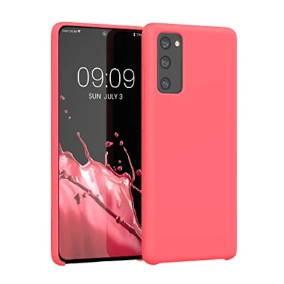 Afbeelding van kwmobile telefoonhoesje geschikt voor Samsung Galaxy S20 FE Hoesje met siliconen coating Smartphone case in neon koraal