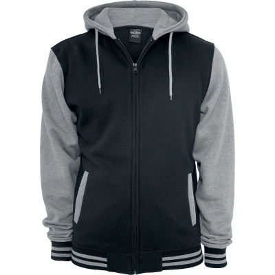 Afbeelding van Urban Classics 2TONE ZIP Hoody Sweater met rits, Heren, Maat: 3XL, Black/grey