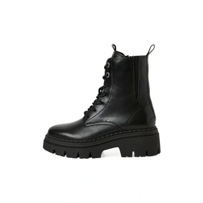 Afbeelding van Tamaris Enkellaarsjes met plateauzool, Dames, Maat: 38, Black leather Schoenen