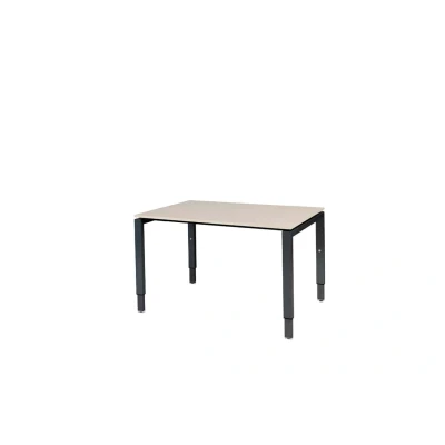 Afbeelding van Domino bureau, hoogte instelbaar (62 85cm) met 120x80cm &#039;zwevend&#039; robson eiken 25mm blad en zwart (RAL9005) N poot frame.
