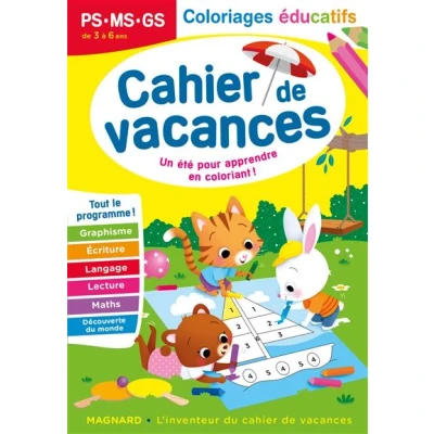 Image de Cahier de vacances 2025, Coloriages éducatifs PS, MS, GS
