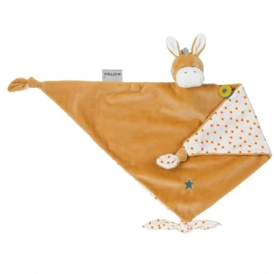 Afbeelding van Nattou ezel Leo Knuffeldoekje Doudou 63 cm Donker warm beige