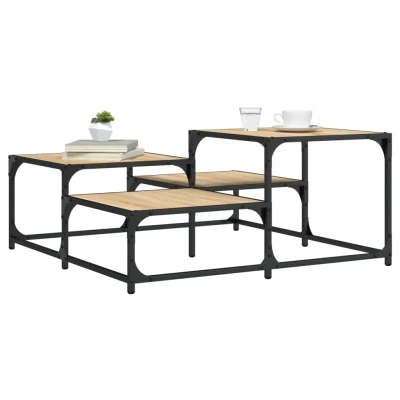 Afbeelding van Salontafel 87,5x87,5x40 cm bewerkt hout sonoma eikenkleurig