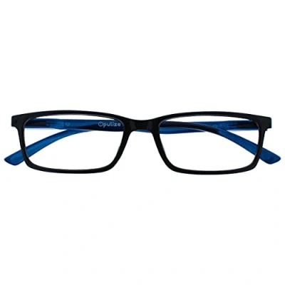 Image de OPULIZE See Lunettes Anti Lumière Bleue Monture Étroite Charnières à Ressort Améliore le Sommeil Jeux Ordinateur Hommes Femmes B9, Bras Bleu Noir 1 Paire, +0,00 Dioptrie