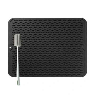 Afbeelding van Siliconen schoonmaakmat voor diensten, 40 x 30 cm, BPA vrij, droogmat, hittebestendig, antislip, poetspad legger, met spons schoonmaakborstel