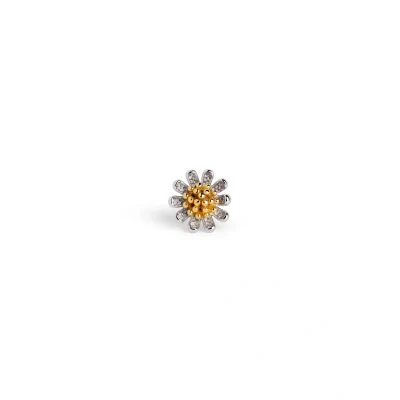 Afbeelding van SINGULARU Unieke madeliefje oorbel 925 sterling zilver met 18K verguld en rhodium. Druksluiting. Sieraden voor dames
