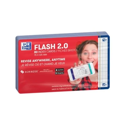 Afbeelding van Oxford Flash 2.0 Flashcards Geruit 5mm A7 Blauwe rand 80 stuks
