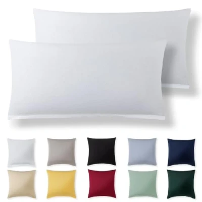 Afbeelding van Alreya Lot de 2 housses coussin 40 x 80 cm Blanc 100 % jersey coton Taies d&#039;oreiller en super douces Avec fermeture éclair
