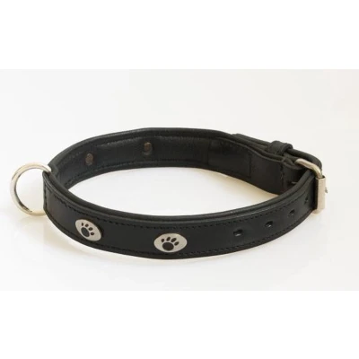 Afbeelding van Hondenhalsband met nikkelen voetjes zwart 40 cm