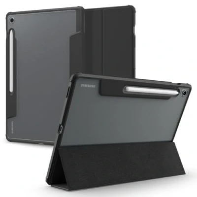 Afbeelding van Spigen Ultra Hybrid Pro beschermhoes compatibel met Samsung Galaxy Tab S10 FE+ (2025) S Pen houder en oplaadstandaard zwart