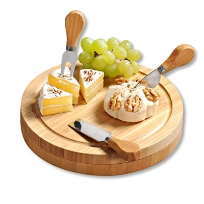 Afbeelding van Kesper Snijplank kaas met bestek, materiaal: bamboe, afmetingen: 23 x 3,6 cm (b h), kleur: groen 58642