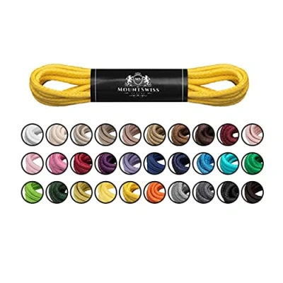 Afbeelding van Mount Swiss© Luxury veters, gewaxt, rond, voor leren schoenen, Ø 2 3 mm, lengtes 45 120 cm, geel, mm