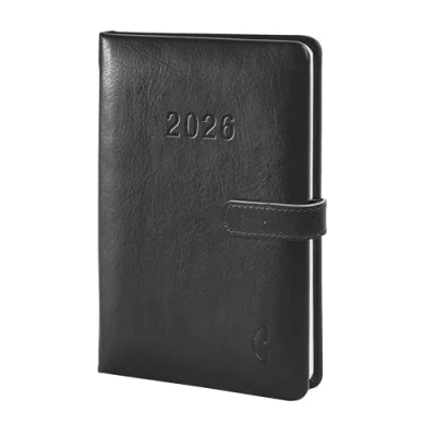 Afbeelding van Chronoplan 50826 Agenda 2026 (agenda A6 (95 x 145 mm) avec couverture rigide en cuir synthétique de qualité supérieure, semainier sur 2 pages, fermeture magnétique, porte stylo, noir