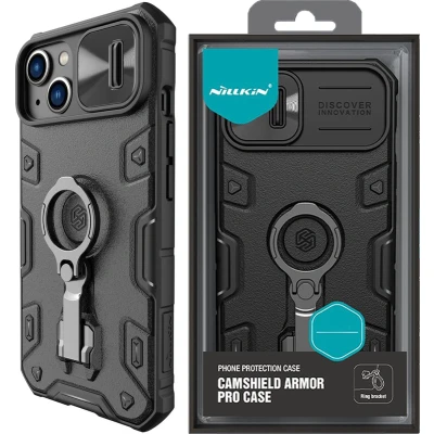 Afbeelding van Nillkin CamShield Armor Pro Magnetic Case iPhone 14 Plus MagSafe gepantserde cover standring zwart