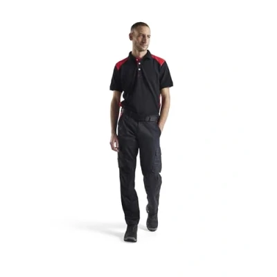 Afbeelding van Blaklader Industrie werkbroek stretch met kniezakken 1448 1832 Zwart/Rood C64