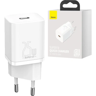 Afbeelding van Baseus 25W Oplader 1C Wit Power Delivery PD3.0 + QuickCharge QC3.0