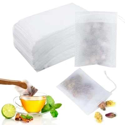 Afbeelding van 400 stuks losse theezakjes, 7 x 9 cm, wegwerptheezakjes van stof voor thee, bloementhee, koffie, specerijen enz. (7 cm)