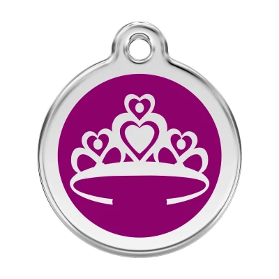 Afbeelding van Crown Purple roestvrijstalen hondenpenning large/groot dia. 3,8 cm RedDingo