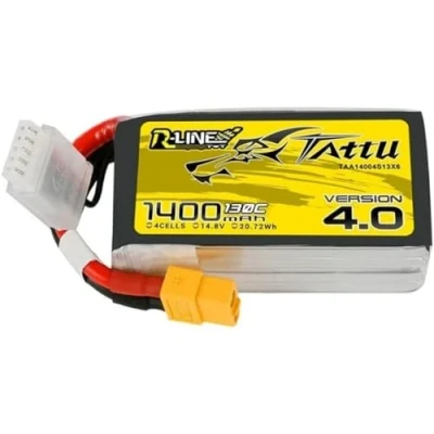 Afbeelding van Tattu LiPo accupack 14.8 V 1400 mAh Aantal cellen: 4 130 C Block XT60