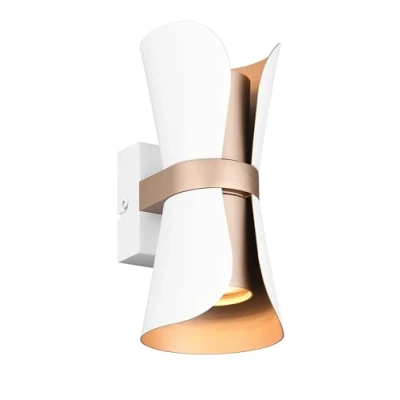 Afbeelding van Trio Leuchten Wandlamp COAT 218600231, metaal mat wit/koffie, excl. 2x GU10