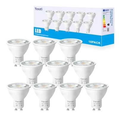 Afbeelding van Yexati Ledlamp Gu10,7 W (komt overeen met 50 W), flikkervrij, 550 lumen, natuur wit 4000 K, niet dimbaar, AC 220 240 V, stralingshoek 120 graden, 10 stuks