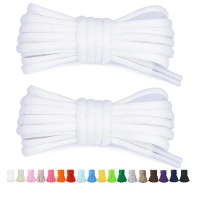 Afbeelding van Stepace [2 paar ronde veters, 60 cm, voor sneakers, lengte 200 18 kleuren, schoenveters, Wit