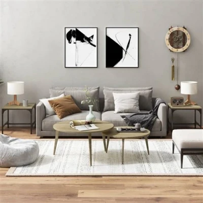 Afbeelding van Bijzettafels 2 st 40x40x35 cm bewerkt hout sonoma eikenkleurig