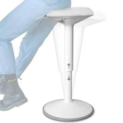 Afbeelding van Backerz® Wiebelkruk Wit Hoogte 55 80cm Balanskruk Zit sta kruk Ergonomische bureaustoel zadelkruk