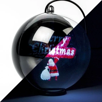 Afbeelding van Kerstbol met kerstman en cadeauzak Konstsmide Ø 15 cm (Bewegend beeld, Timer, USB kabel)