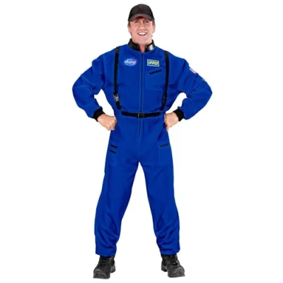 Afbeelding van Widmann Science Fiction &amp; Space Kostuum Amerikaanse Astronaut Neil Strongarm Man Blauw Small Carnavalskleding Verkleedkleding