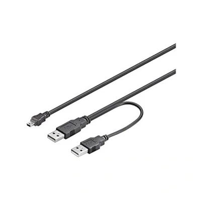 Afbeelding van USB2.0 Y kabel USB Mini 5p naar 2x A 0,60 meter