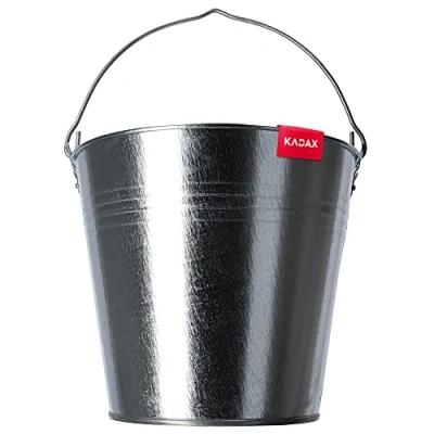 Afbeelding van KADAX Robuuste zinkemmer met ergonomische handgreep, asemmer versterkte bodem, kolenemmer massieve wanden, metalen emmer voor stenen, bed, as, levensmiddelen (15 liter)
