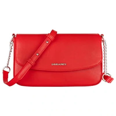 Afbeelding van David Jones Kleine schoudertas voor dames telefoontas van hard PU leer handtas gedragen schouder portemonnee rechthoekige tas avondtas winkelen stad mode, rood, maat, Rood