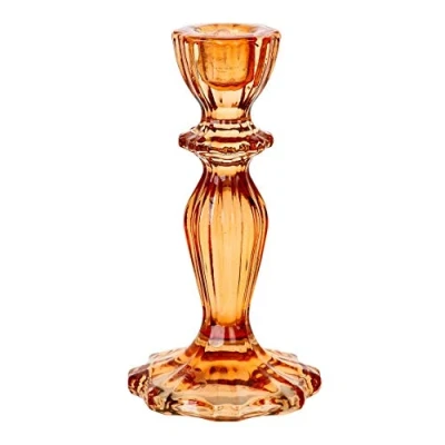 Afbeelding van Oranje glazen kaarsenhouder Conische kandelaar voor binnen of buiten, elegante kersttafeldecoratie Halloween decoratie, diner, verjaardag, bruiloft Gemaakt door Talking Tables