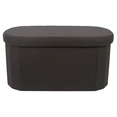Afbeelding van Home Deco Factory Poef/hocker opvouwbaar ovaal opbergbox zwart polyester/mdf 76 x 38 cm