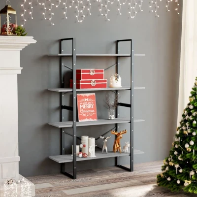 Afbeelding van Boekenkast met 4 schappen 100x30x140 cm spaanplaat betongrijs