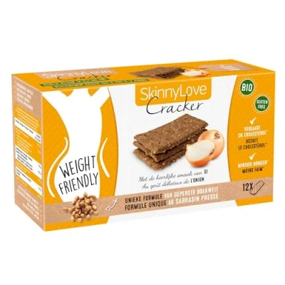 Afbeelding van Skinnylove Bio Boekweit Cracker Ui Cholesterol verlagend Glutenvrij Afslanken Hongerstillend Maaltijdreep