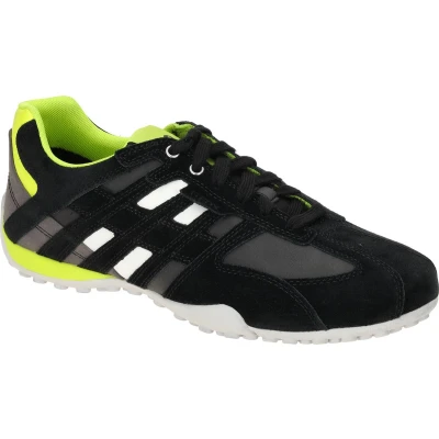 Afbeelding van Geox Sneakers laag, Heren, Maat: 44, Black fluo yellow Leer/ synthetisch