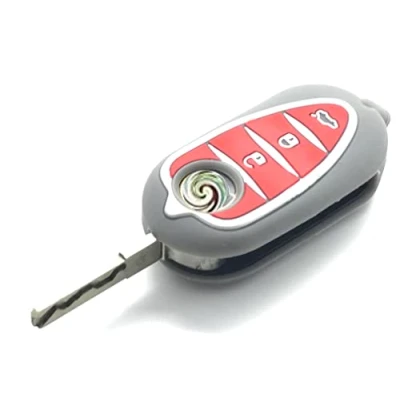 Afbeelding van Nordecco Siliconen sleutelhoes voor Alfa Romeo Mito Giulietta 159 GTA, 3 knoppen (grijs)