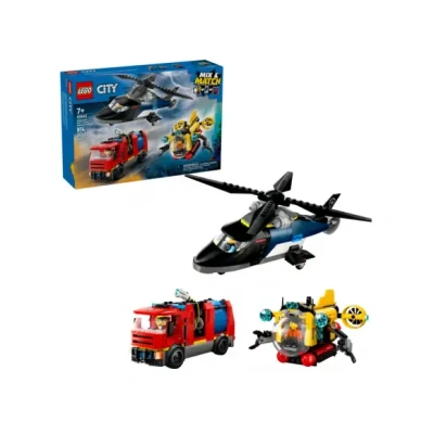 Afbeelding van LEGO City Helikopter brandweerauto en onderzeeër remix 60462