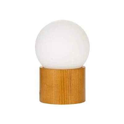 Afbeelding van Pauleen Woody Shine tafellamp houten voet, glasbol